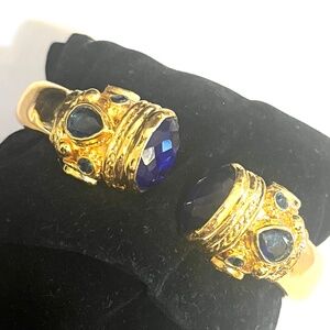 Julie Voss style clamper bracelet with blue stones